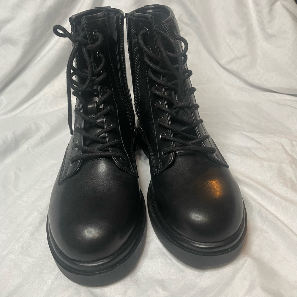 Madden Girl Black Lace-Up Combat Boots